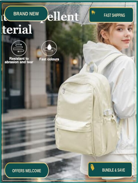 Water-Resistant Nylon Lightweight Teen School Backpack, 15.6\